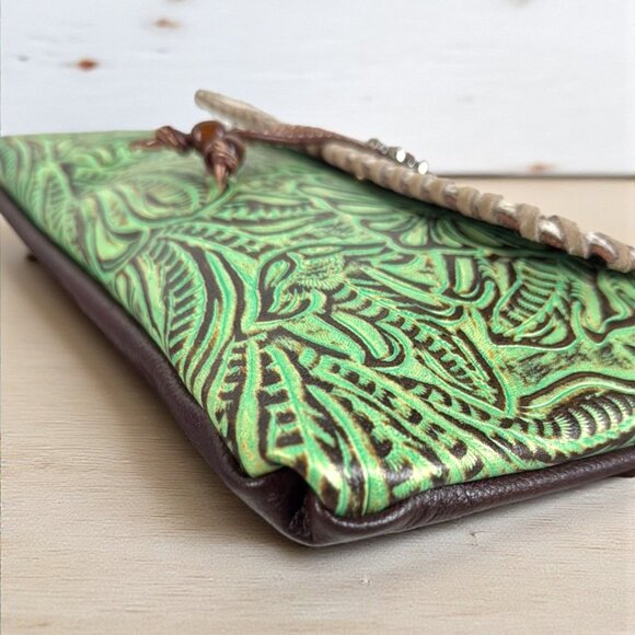 Myra Bag Embossed Leather & Hair-on Shoulder Crossbody Bag "Canyonlands"- New - Picture 11 of 14